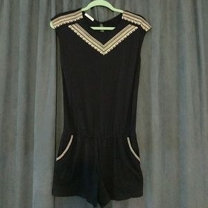 Cotton romper with stitching detail